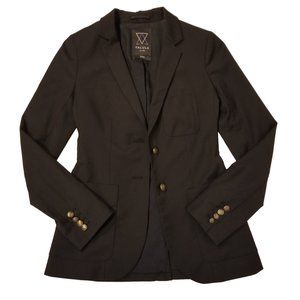 Talula Artizia Blazer Black Wool Jacket with Gold Buttons Cinched Waist US 2